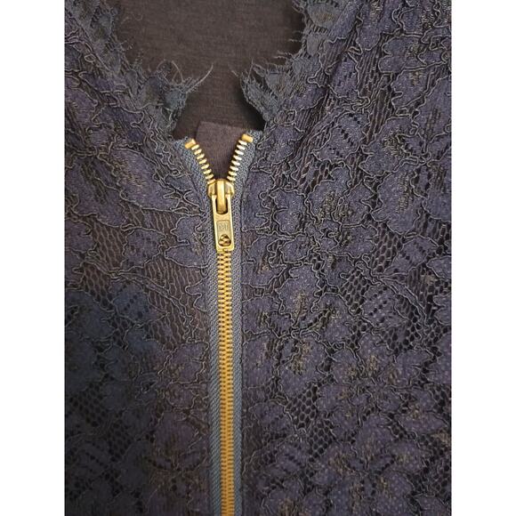 Diane Von Furstenberg Dress Womens Size 2 Navy Blue Zarita Lace Floral Sheath - Picture 9 of 15